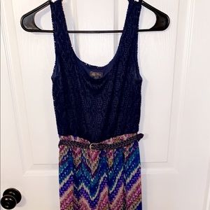 Multi color maxi dress with belt